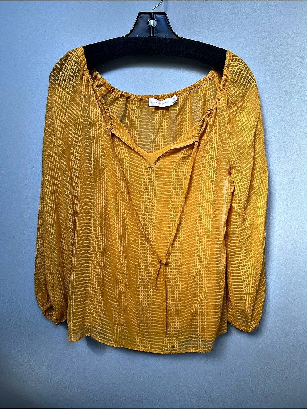 Tory Burch Geometric Blouse in Yellow Size XS Like New